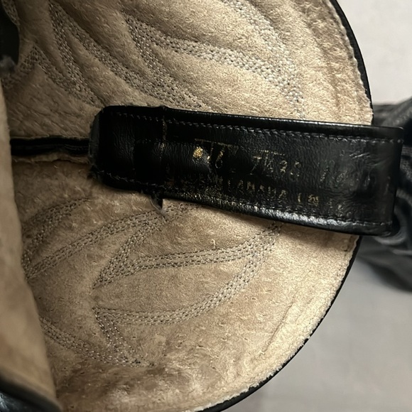 [7.5]Black Leather Cowboy Boots  with Embroidered pattern - Picture 7 of 10